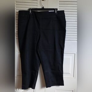 Croft & Barrow The Effortless Stretch Capri  Womens Plus 16W Pull On Black Solid